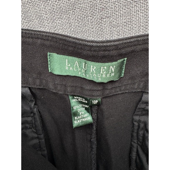 Lauren Ralph Lauren Women's Black Jeans Sz 10P Leather/Gold Buckle Equestrian - Picture 7 of 7